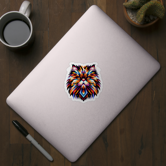 Persian Cat: Geometric Kaleidoscope Vision by AmandaOlsenDesigns